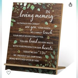 In Loving Memory Wooden Plaque with Green Accents
